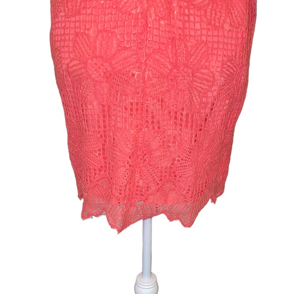 NWT Trina Turk Felisha Coral Lace Draped Halter Mini Dress in Guava - 4 - Picture 10 of 16